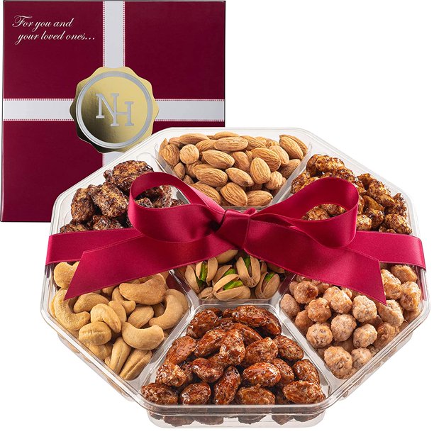 Holiday Christmas Nuts Gift Basket Fresh Sweet & Salty Dry Roasted Gourmet Nuts Gift Basket
