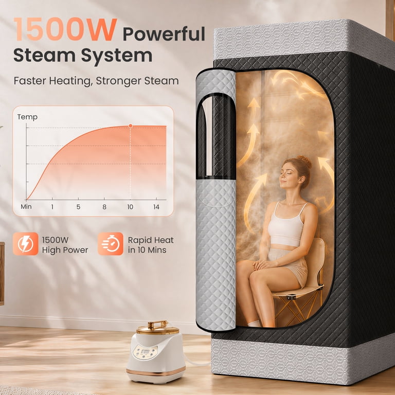 CalFancy Portable Sauna Box, 1500W Steam Sauna Box for Home Spa