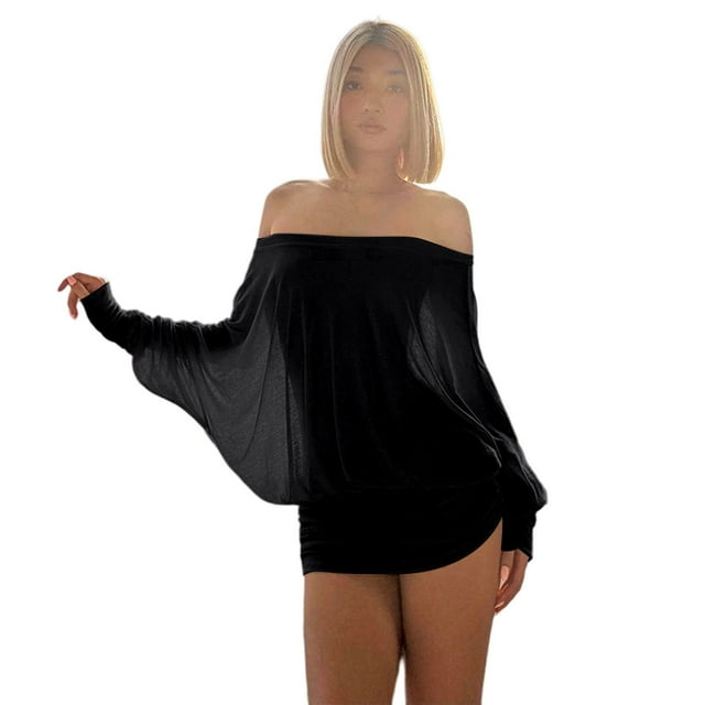 Gpoecd Tube Top Design Strapless Square Neck Ruched Tight-Fitting Bodycon Dress Yet Style Womens Tops Black,S