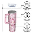 thumbnail image 4 of Pink Christmas Tree Pattern Tumbler with Handle and Lid,40oz Double Wall Vacuum Insulated Tumbler,Cups Gift for Women and Men, 4 of 7