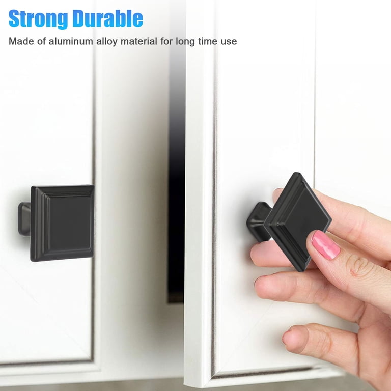Modern Square Flat Black Cabinet Knobs, 10/20-Piece photo 2