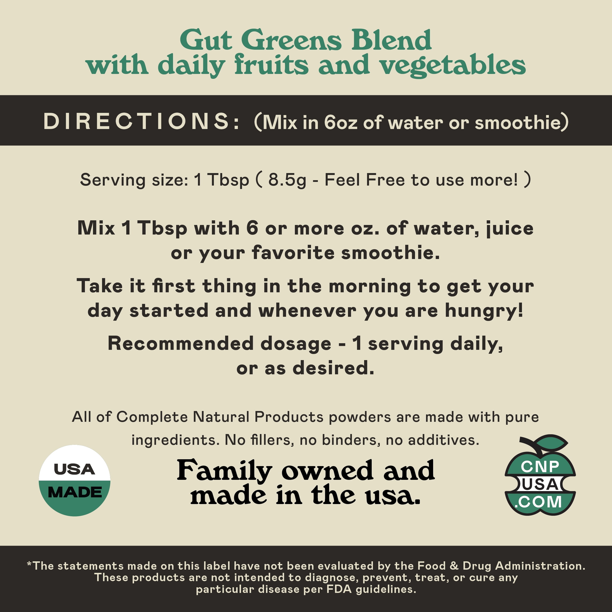 Gut Greens - Amazing Raw Digestive Enzyme Supplements Grass Mix, 9oz, 60 Servings