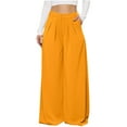 thumbnail image 2 of Tejiojio Women Clothes Wholesale Women's Petite Solid Elegant High Waist Pockets Wide Leg Pants Trousers Flare Trousers Zipper Pants, 2 of 7