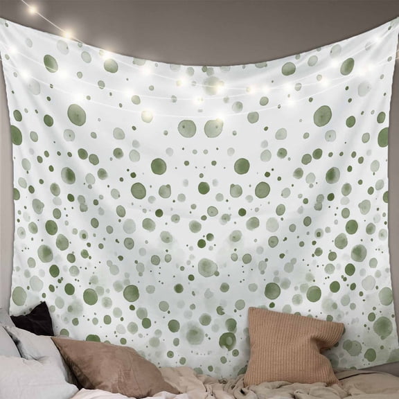 Sage Green Polka Dot Tapestry for Bedroom Wall Hanging Tapestry, Modern Art Abstract Watercolor Dot Ceiling Backdrop Tapestries Poster Blanket Wall Decor for Teens Room Living Room Dorm 39" x 59"