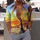 thumbnail image 2 of Camisas Oversize Hombre Hombres Casual Manga larga Invierno 3D Impreso Camisas Top Blusa Camisas (Yellow, XXL), 2 of 5