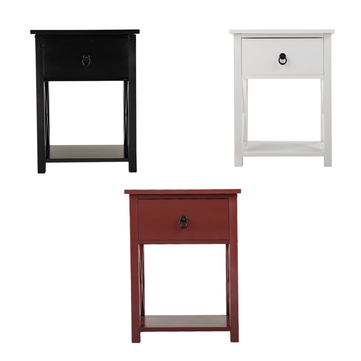 Kepooman Wooden Night Stand Set of 2, Side End Table Storage Cabinet for Bedroom Living Room - White Kepooman Wooden Night Stand Set of 2, Side End Table Storage Cabinet for Bedroom Living Room - White