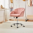 thumbnail image 2 of YSNW Pink Desk Chair Vanity Chair Comfy Velvet Chair Cute Desk Chair for Home Office Modern Swivel Rolling Chair for Bedroom, Living Room, Makeup Room Women, 2 of 17