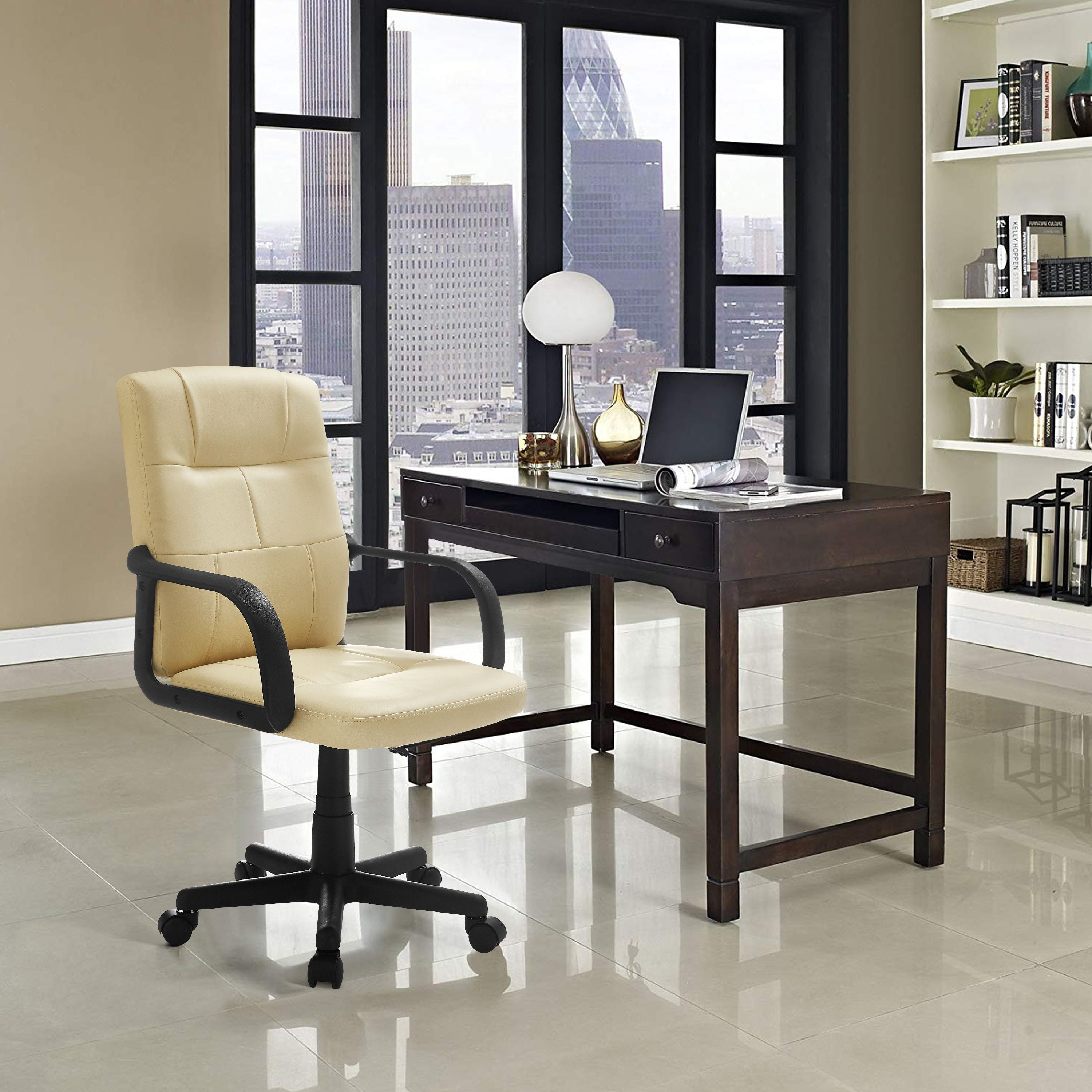 Mainstays Tufted Leather Mid-Back Rolling Office Chair - Walmart.com