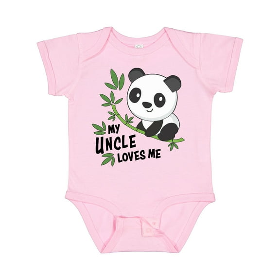 Inktastic My Uncle Loves Me Cute Panda Boys or Girls Baby Bodysuit