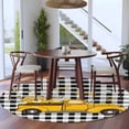 thumbnail image 3 of Round Rug 5Ft Washable Non-Slip, Yellow Truck Circle Area Rugs for Living Room Bedroom, Farmhouse Bee Daisy Black White Buffalo Plaid Indoor Floor Mats Carpet Runner for Home Decor Aesthetic, 3 of 8