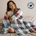thumbnail image 2 of Gnomes 4th of July Throw Blankets, Patriotic Red Blue Stars Soft Fleece Blanket Decorative for Home Sofa Couch Chair Living Bedroom, 50x60 inches, Black White Plaid, 2 of 8