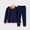 Navy, variant on BRGZLK Kids Casual 2-Piece Outfit Set,Boys Girls Fall Winter Trendy Solid Color Round Neck Fleece-Lined Thermal Top and Elastic Waist Pants Thermal Underwear Set Black 3-4 Years