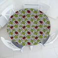 thumbnail image 3 of Ambesonne Ladybugs Fitted Round Tablecloth, Ecological Inspiration, 40"- 44" Diameter, Green Black Red, 3 of 5