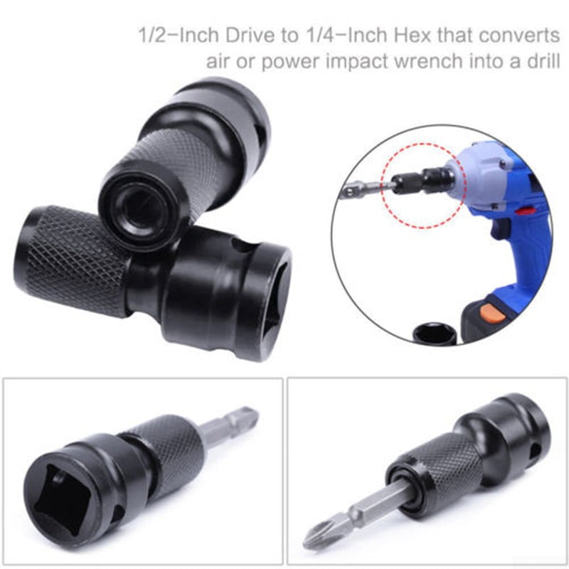 1/2'' Drive To 1/4'' Hex Drill Chuck Socket Power Adapter For Impact Wrench 