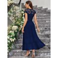 thumbnail image 3 of Miusol Women's Contrast Floral Lace Chiffon Ruffle Hem Formal Party Long Dress, 3 of 9