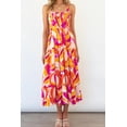 thumbnail image 6 of Women's Printed Smocked Square Neck Tiered Sleeveless Midi Dress Polyester 100% fabric in colorful pattern chic, 6 of 6