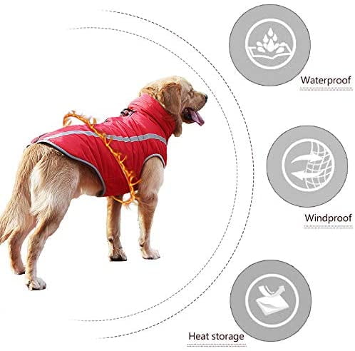 Idepet Waterproof Dog Coat Winter Warm Jacket,Outdoor Sport Waterproof Dog Clothes Outfit Vest for Small Medium Large Dogs with Harness Hole