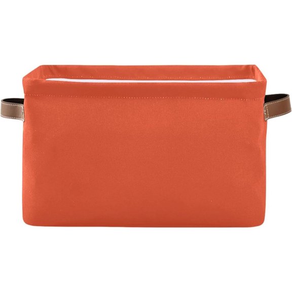 FREEAMG Collapsible Storage Basket Plain Orange Solid Color-4 Rectangular Storage Bins Baskets Toys Storage Bins with Handles for Bedroom Home Office 1PCS