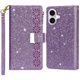 thumbnail image 1 of For iPhone 16 Plus Case Starry Sky Carving Leather Wallet Phone Cover - Black, 1 of 5