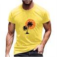 thumbnail image 2 of Fnnxeal Mens Navy Blue Surf Shirt Graphic Tee Vintage Sunset Beach Palm Tree Casual Summer Top Soft Cotton Crewneck,Size M, 2 of 5