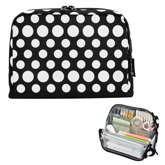 ALAZA White Polka Dots Pencil Case Pen Pouch Bag Large Capacity Organizer