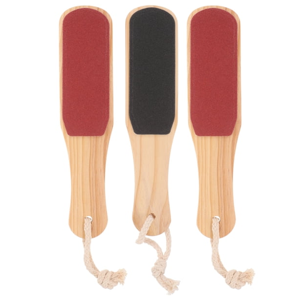 EeaseMX 3 raspadores de pies de doble cara, exfoliantes y masajeadores de pies con mango de madera, eliminadores de callos negros (forma de pie)