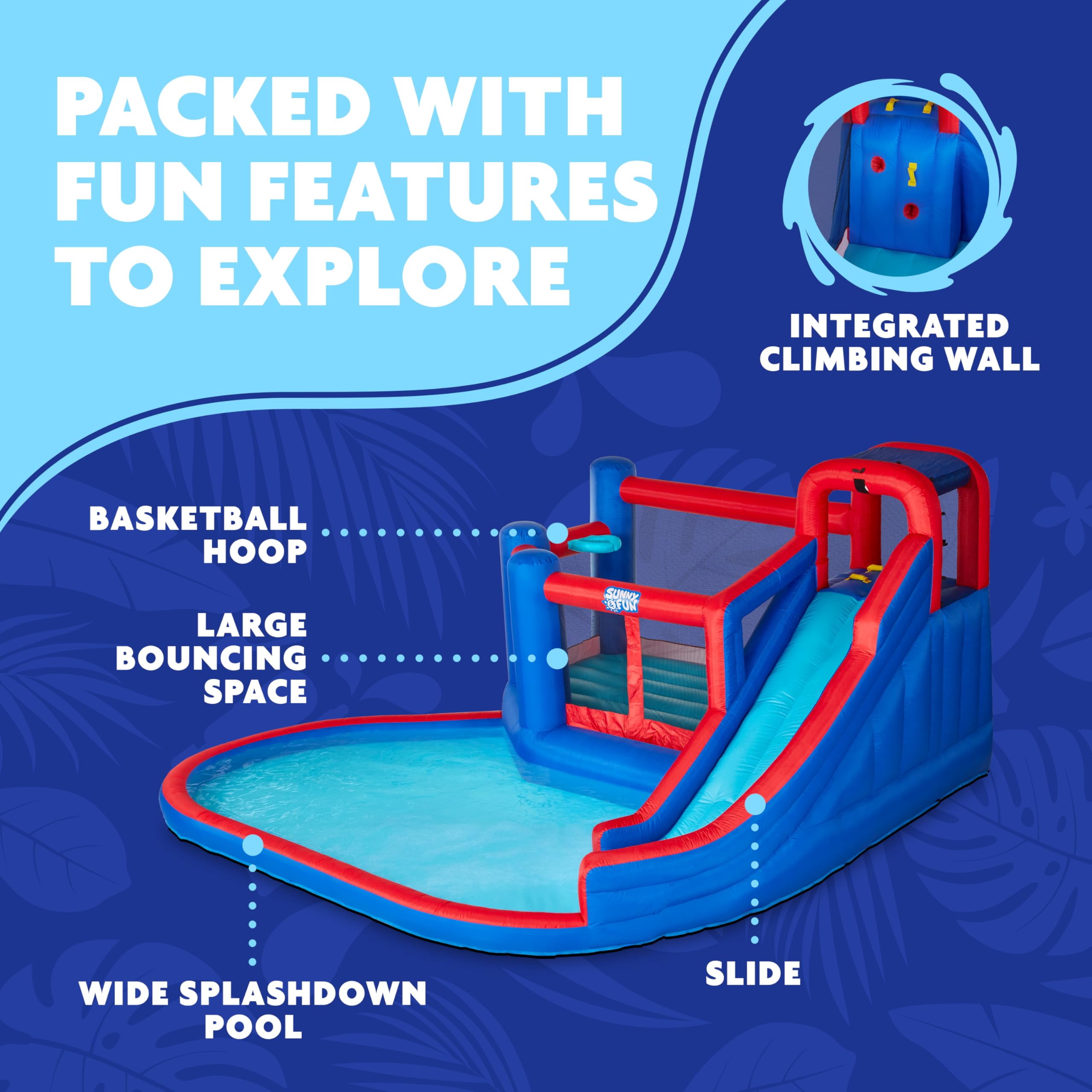 Sunny & Fun Fun Inflatable Water Slide Park with Bounce House & Splash Features