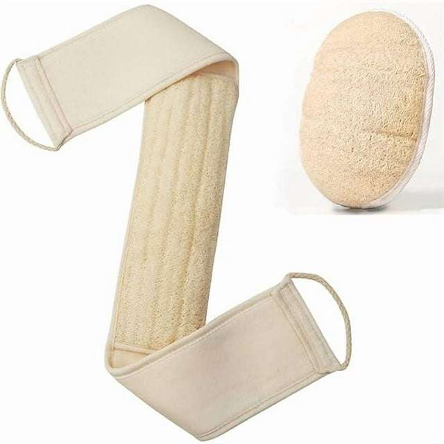 wonima11 Natural Loofah Exfoliating Back Scrubber for Shower Set (Large), Loofah Sponge Pads & Body Sponge Scrubber, Deep Clean & Invigorate Your Skin, for Men and Women