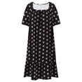 thumbnail image 4 of Women's Plus Size Nightgown Long Sleepshirts Short Sleeve Square Neck Ruffle Hem Floral House Dress Casual Loose Sleepwear, Black 5XL, 4 of 9