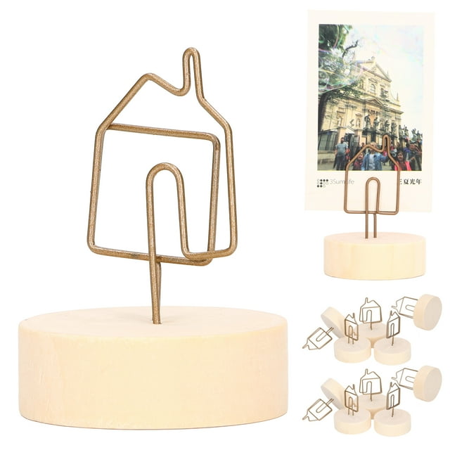 EOTVIA Table Number Holder,10Pcs Table Card Holder Retro House Shape Cute Design Business Card Photo Holder For Office Home Desktop Decoration,Card Stand