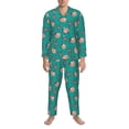 thumbnail image 3 of Salouo Starfish and Shell Print Button-Front Long Sleeve Pajama Set for Men, Soft 2Pjs Men's Long Sleeve Sleepwear-X-Large, 3 of 7