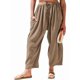 thumbnail image 2 of Pantalones Palazzo Harem Informales Holgados con Cordón para Mujer, para Verano, Playa, Viajes, Vacaciones, con Bolsillos. Caqui S, 2 of 6