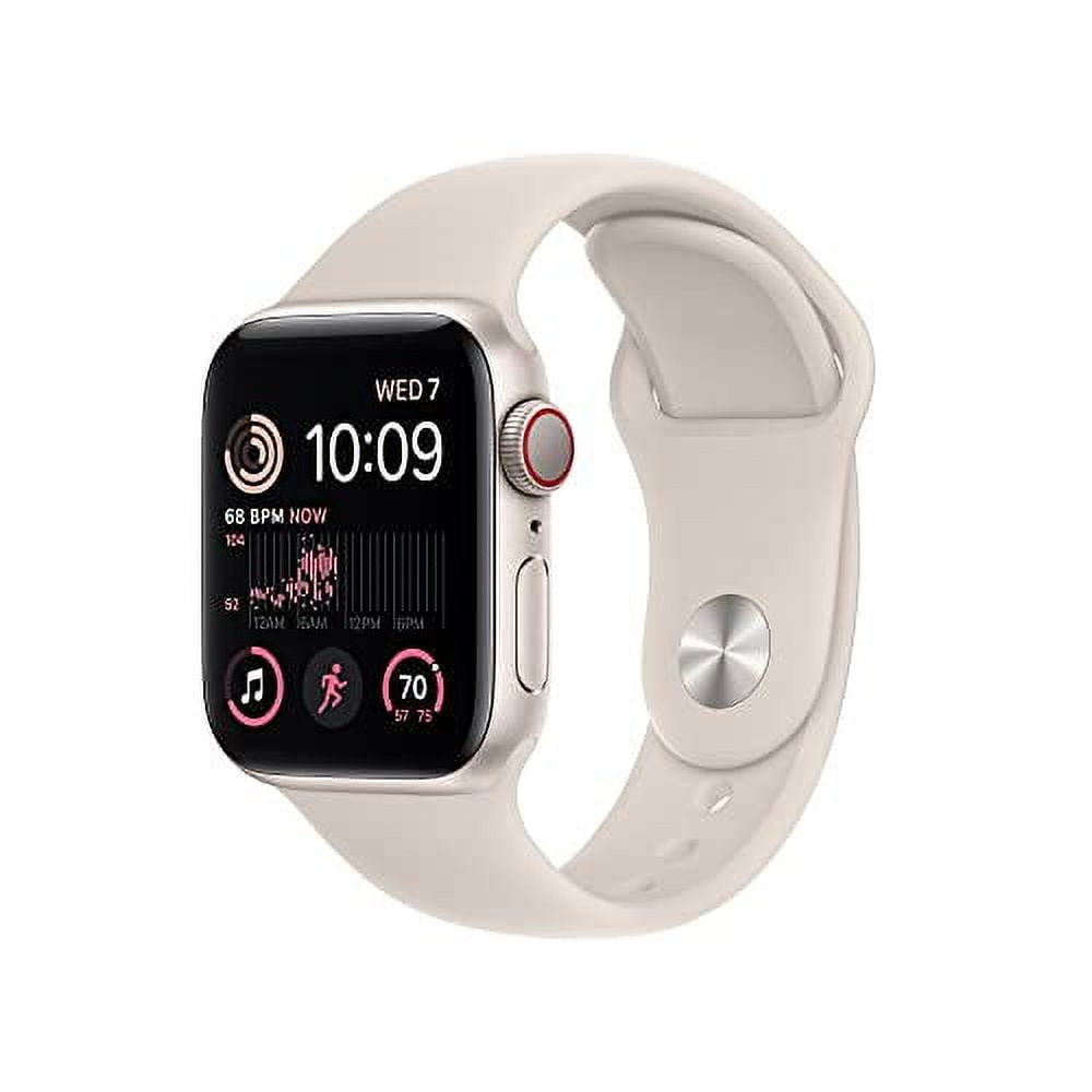 Apple Watch SE 2nd Gen GPS Cellular 40mm Smart Watch w Starlight Aluminum Case Starlight Sport Band S M. Walmart