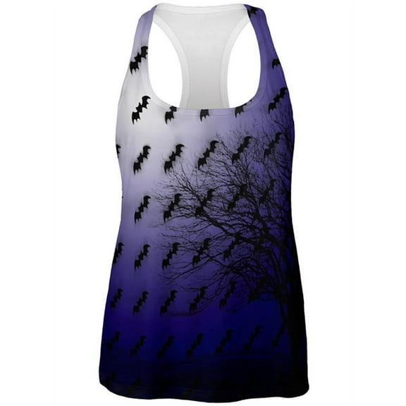 Halloween Bats in the Full Moon Light All Over Womens Work Out Tank Top Multi SM