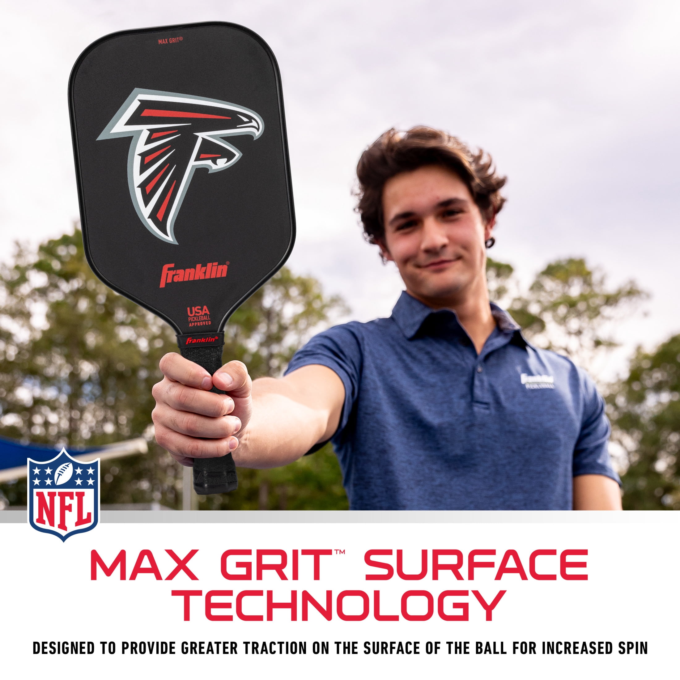 Franklin Sports NFL Atlanta Falcons Pickleball Paddle - Official NFL Team Pickleball Paddles - USAP (USAPA) Approved Premium Quality Pickleball Paddles - Authentic Team Logos + Colors