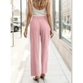 thumbnail image 4 of GIRUNS Women's Casual Wide Leg Pants High Waisted Button Loose Pants with Pockets Business Trousers Pink L, 4 of 6
