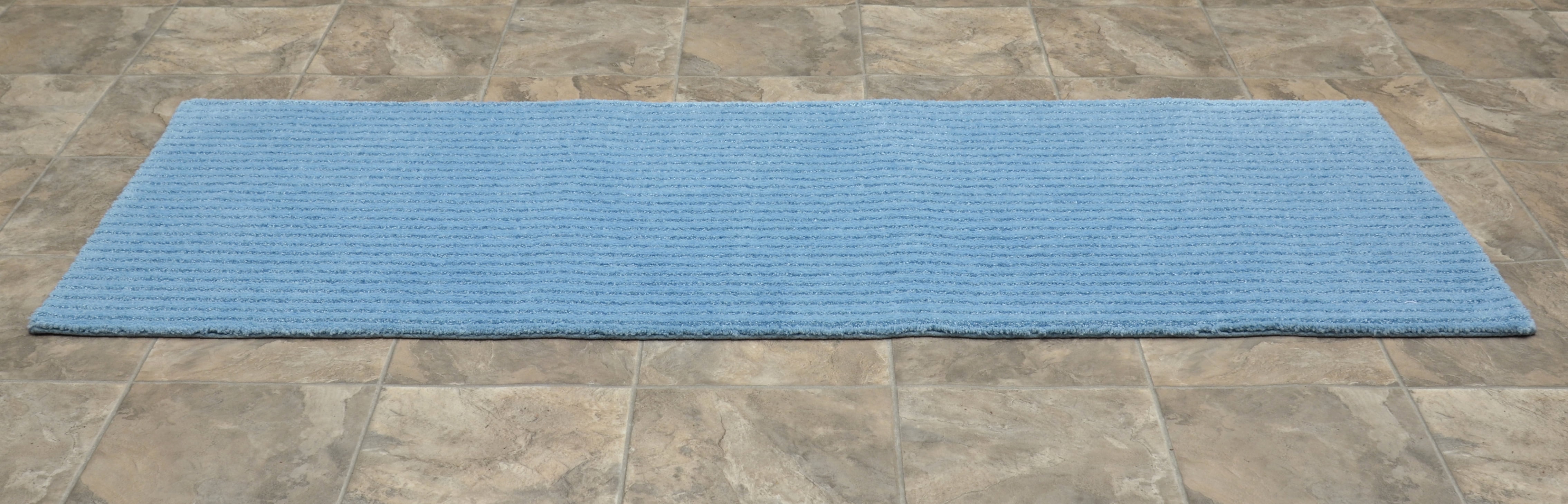 Garland Rug Sheridan 22 in. x 60 in. Plush Washable Nylon Bath Rug Runner Basin Blue