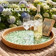 thumbnail image 4 of Round Rattan Serving Tray with Mother of Pearl Inlay, Natural Wicker Decorative Tray, 12Inch Table Decor & Food Display Tray, 4 of 8