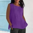 thumbnail image 2 of Yubnlvae Linen Work Blouses for Women - Summer Casual Round Neck Tops (Breathable Office & Weekend Shirts) Purple M, 2 of 8