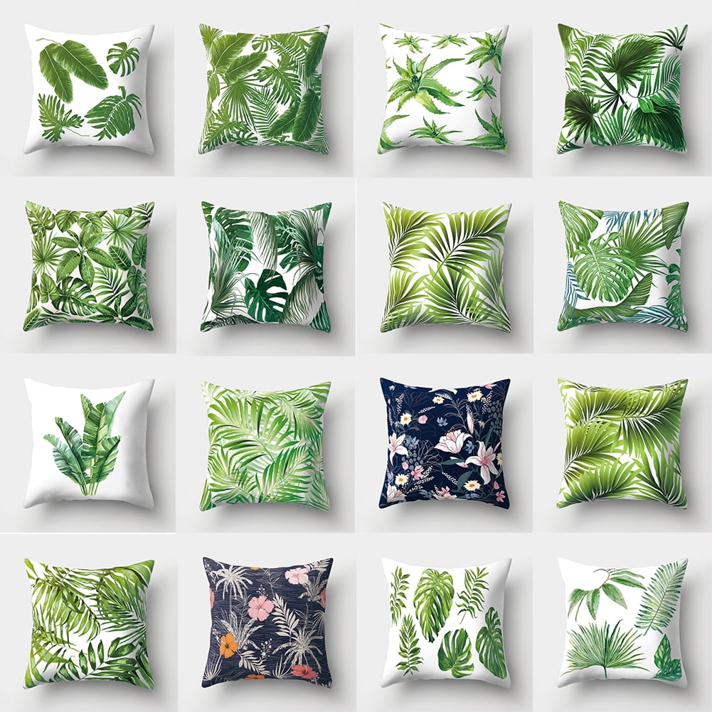 Details about   Tropical Leaves Pillow Cases Sofa Bed Car Waist Throw Cushion Cover Home Decor 