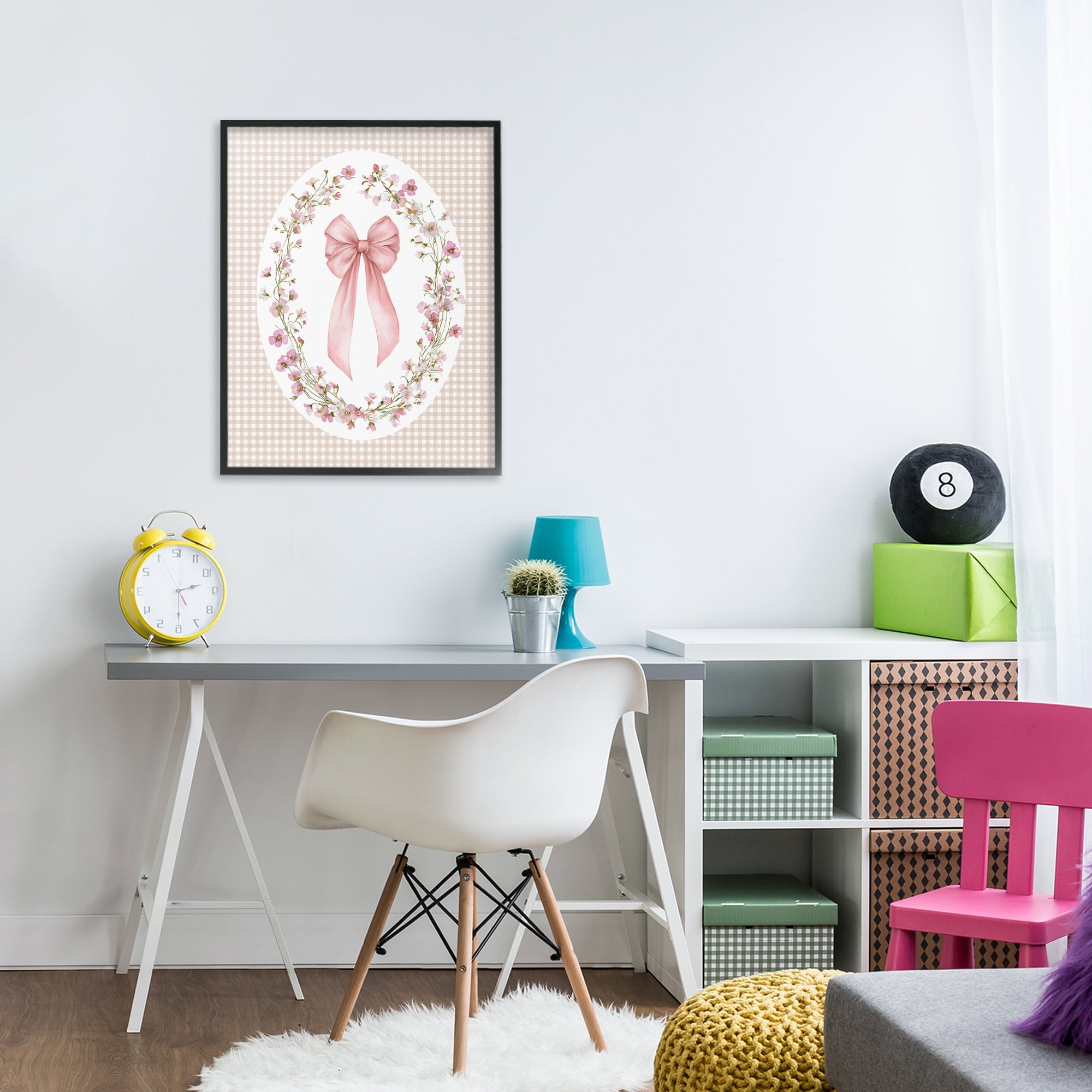 Stupell Industries Feminine Gingham Bow Black Framed Giclee Art, design by Christine Simpson Art