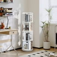 thumbnail image 6 of Bloddream 4 Tier Rotating Bookshelf,360° Display Wood Spinning Bookshelf, Vertical Bookcase Storage Round Carousel for Space-Saving,Corner Book Shelf for Home,Office, Bedroom, White, 6 of 9