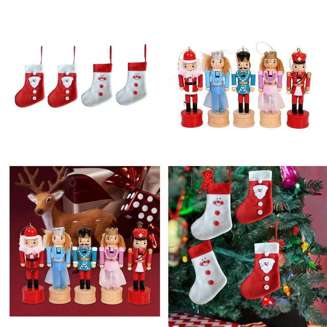 Cascanueces Y Calcetín Navideño Decoración Colgante Navideña perfecl Cascanueces de soldado
