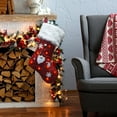 thumbnail image 2 of CuiLiyq Red Christmas Stockings, Embroidered Luminous Christmas Stockings with White Plush Edges for Christmas Tree Decorations, for Family Holiday Parties Fireplace Decorations (Faceless Elderly), 2 of 7