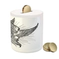 thumbnail image 3 of Eye Piggy Bank, All Seeing Eye of Providence Hand Drawn Vintage Style Winged Angel Seraphim Inspired, Ceramic Coin Bank Money Box for Cash Saving, 3.6" X 3.2", Black White, by Ambesonne, 3 of 4