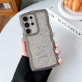 thumbnail image 4 of for Galaxy S23 Ultra Case 6.8",Curly Wavy Anti-Slip Grip Design Bling Cute Transparent Glitter Star Shiny Case Clear Sparkly Bumper Protection Soft Phone Cover Case for Women Girls,Black, 4 of 9