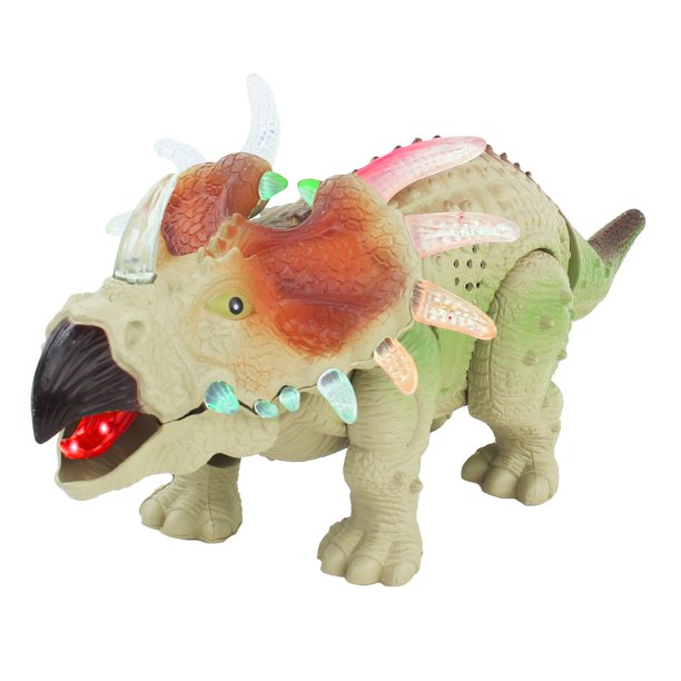Walking Triceratops Dinosaur Toy Figure with Many Lights & Loud Roar