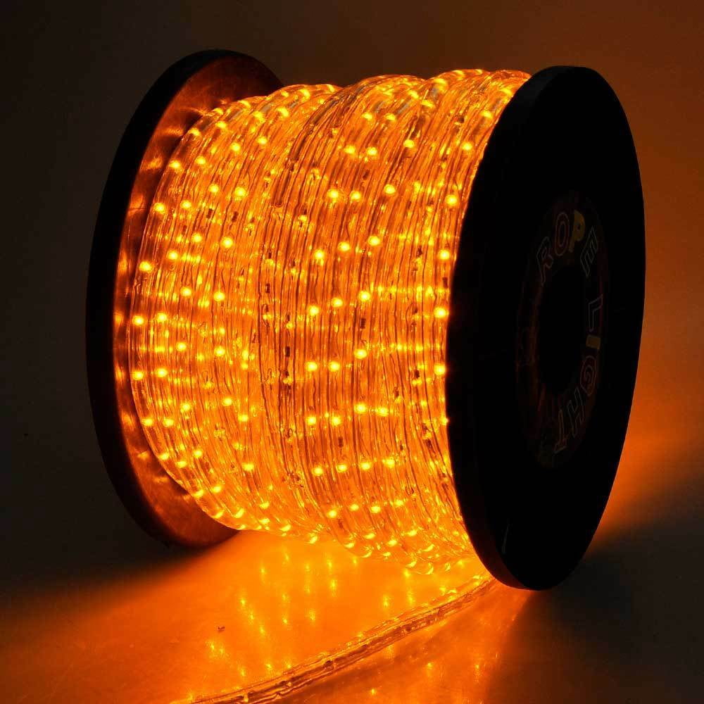 WYZworks 100 feet LED Rope Lighting (ORANGE) Cool White, Warm White, RGB, Green, Blue, Red, Orange Spool Option- Christmas Holiday Decoration Light | UL Certified Safety Fuse Included