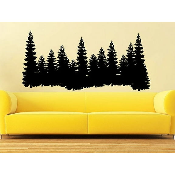 Pine Trees Wall Decal Forest Landscape Nature Vinyl Sticker Christmas Decor