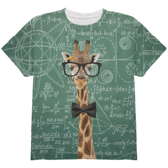 Giraffe Geek Math Formulas All Over Youth T Shirt Multi YSM